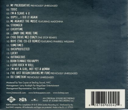 Greatest Hits My Prerogative Britney Spears Jive 2004 19 Tracks 6741 